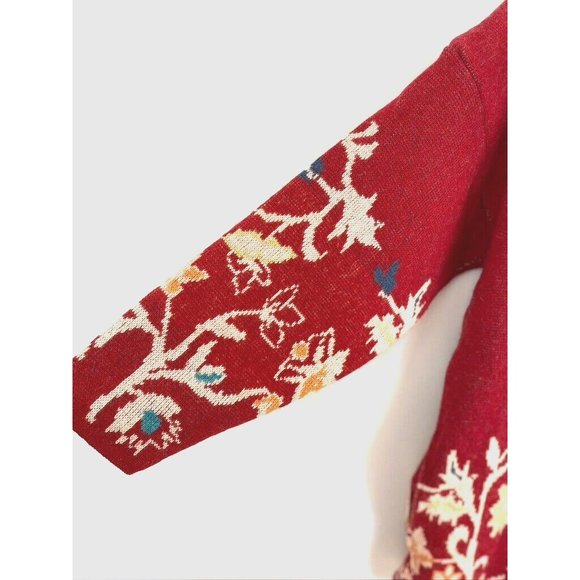 Jacquard Du Monde Sz L Knit Wool Blend Jacket Fleece Liner Floral Made in France - Picture 5 of 13